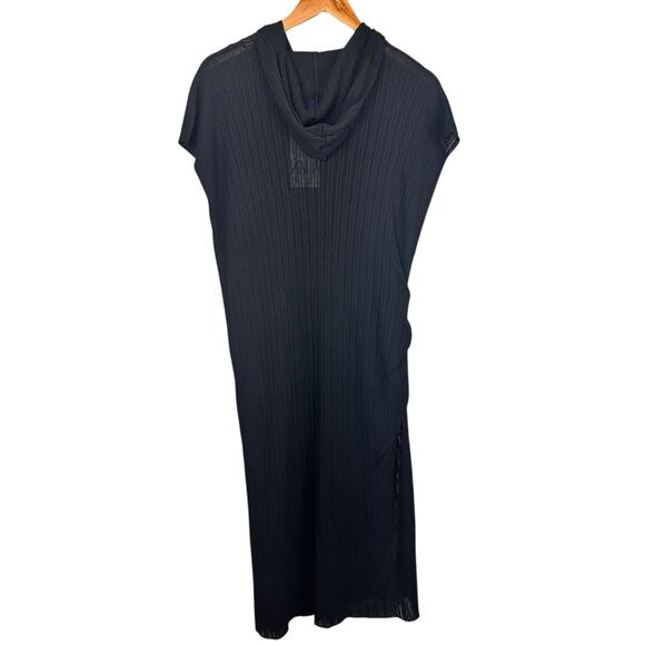 Zara Hooded Sleeveless Midi Dress Black Side Slit Sheer Size M/L NWT - Picture 9 of 15